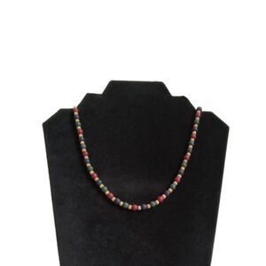 Multicolored and Gold Toned Beaded Single Strand Lightweight Fashion Necklace